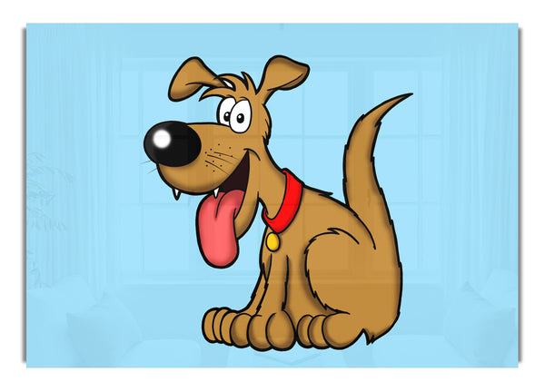 Happy Dog Cartoon With Tongue Out Baby Blue