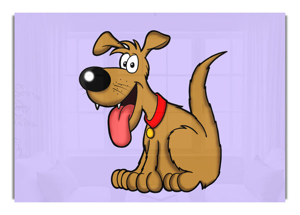 Happy Dog Cartoon With Tongue Out Lilac