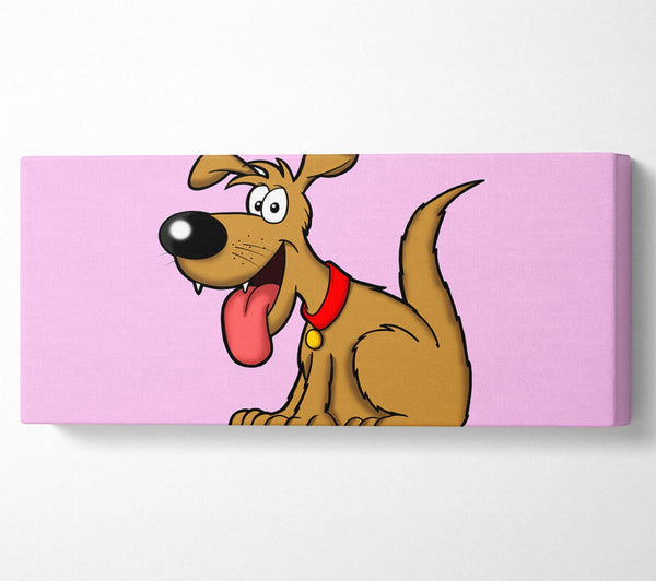 Happy Dog Cartoon With Tongue Out Pink