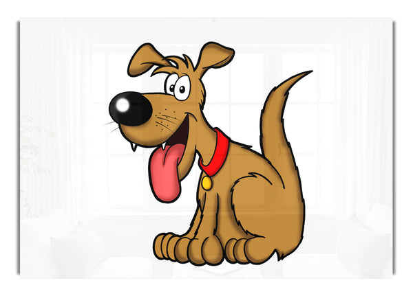 Happy Dog Cartoon With Tongue Out White