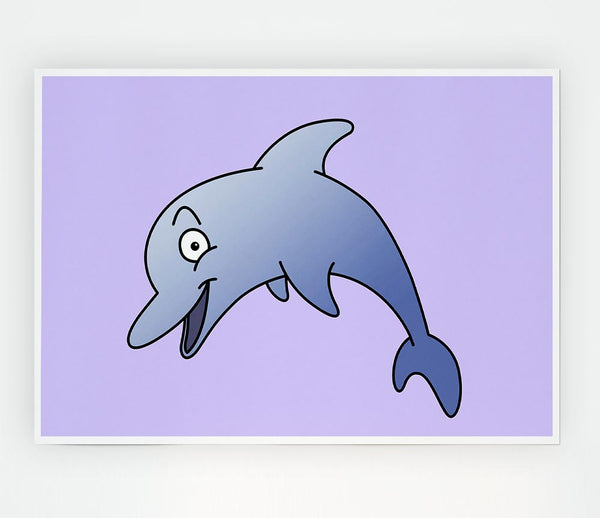 Happy Dolphin Lilac Print Poster Wall Art