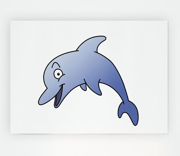 Happy Dolphin White Print Poster Wall Art