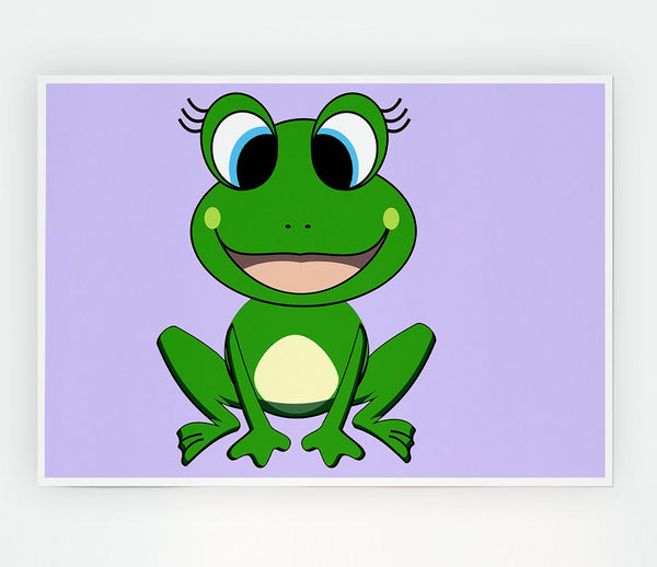 Happy Frog Ready To Leap Lilac Print Poster Wall Art