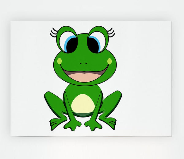 Happy Frog Ready To Leap White Print Poster Wall Art