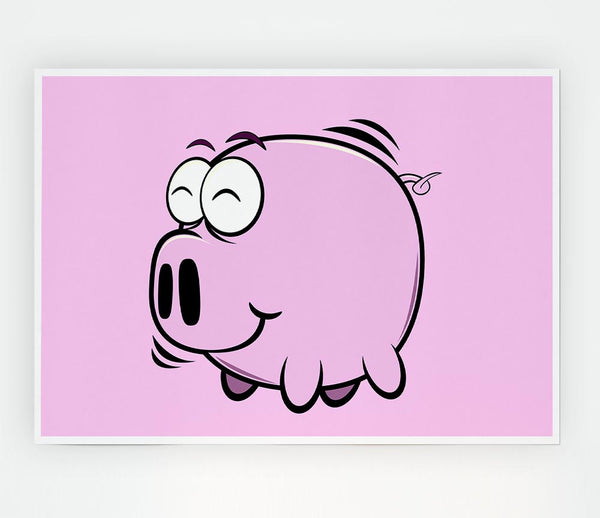 Happy Pig Smiling Pink Print Poster Wall Art
