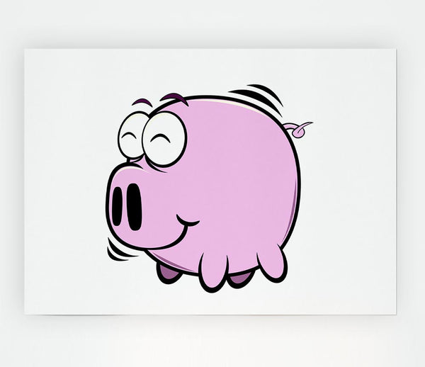 Happy Pig Smiling White Print Poster Wall Art