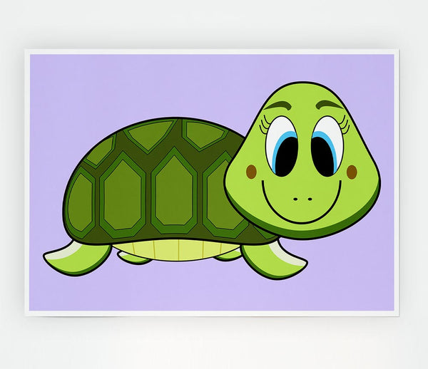 Happy Turtle Lilac Print Poster Wall Art