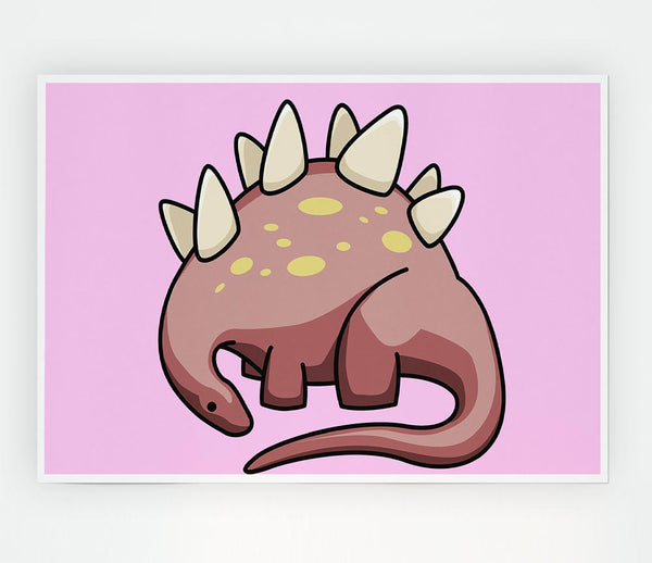 Herbivore Dinosaur Pink Print Poster Wall Art