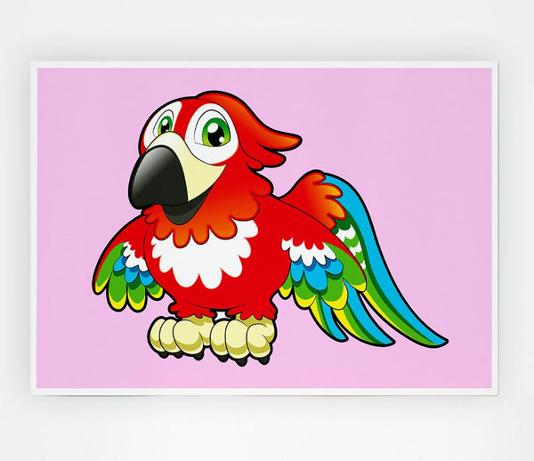 Little Parrot Pink Print Poster Wall Art