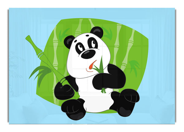 Panda Eating Bamboo Baby Blue