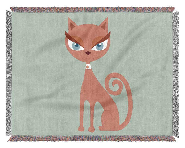 Posh Cat Baby Blue Woven Blanket