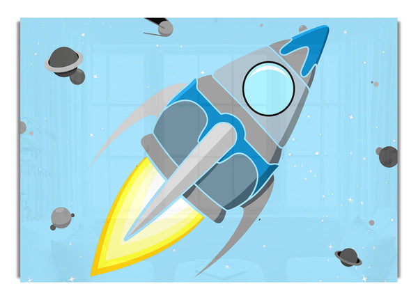 Rocket Ship Baby Blue