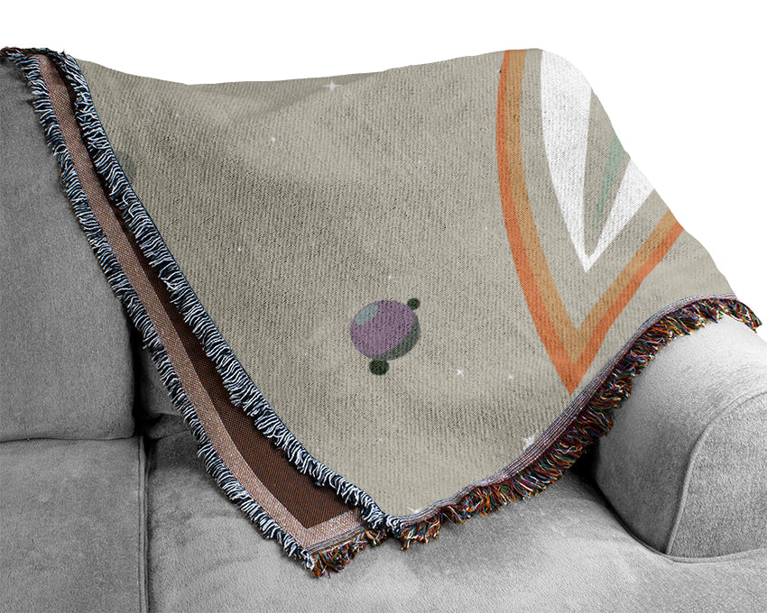 Rocket Ship Lilac Woven Blanket