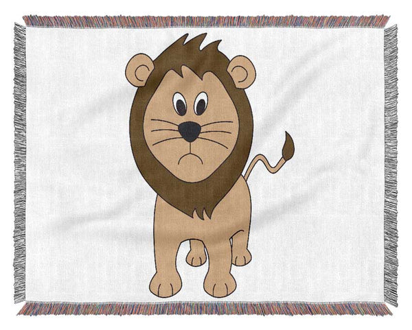 Sad Lion White Woven Blanket