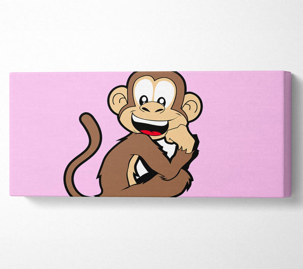 Sitzender Affe lächelt Rosa