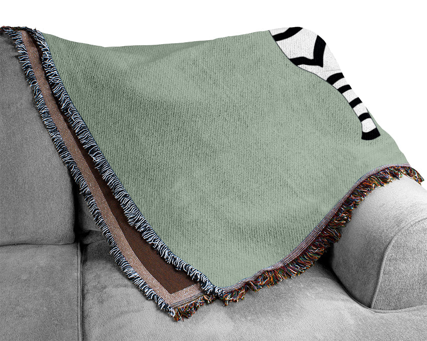Standing Zebra Baby Blue Woven Blanket