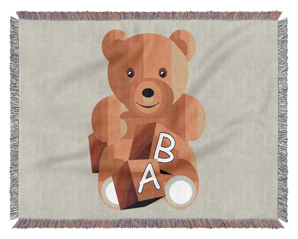 Teddy Bear Alphabet Blocks Lilac Woven Blanket