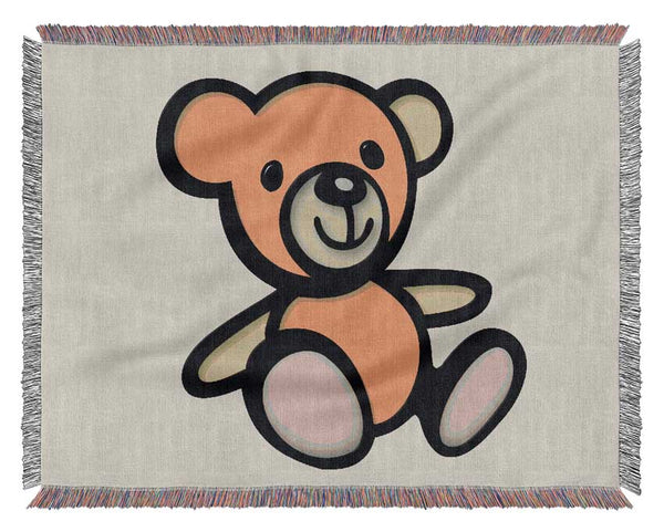 Teddy Bear Cartoon Lilac Woven Blanket