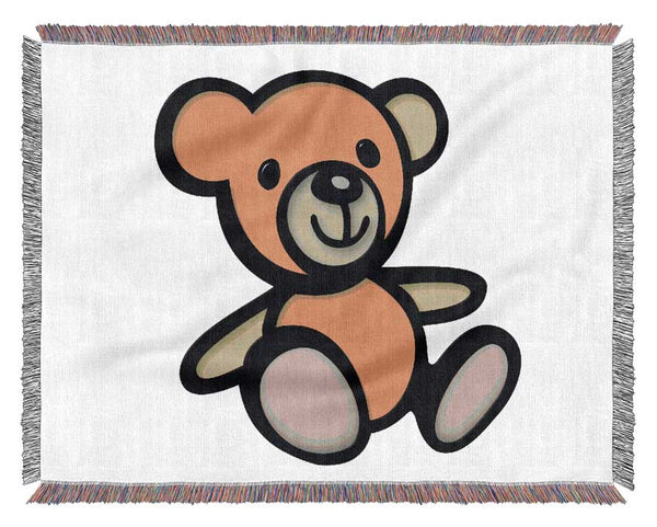 Teddy Bear Cartoon White Woven Blanket