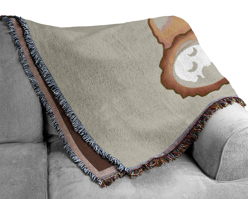 Teddy Bear Love Heart Lilac Woven Blanket