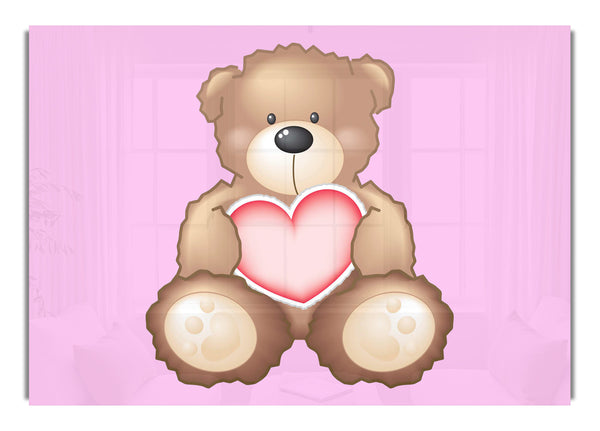 Teddy Bear Love Heart Pink