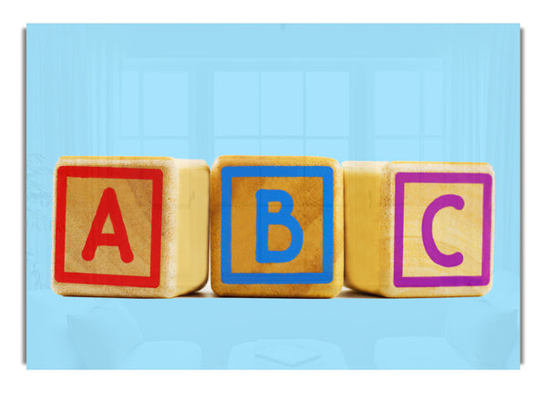 Drei Alphabetblöcke Babyblau