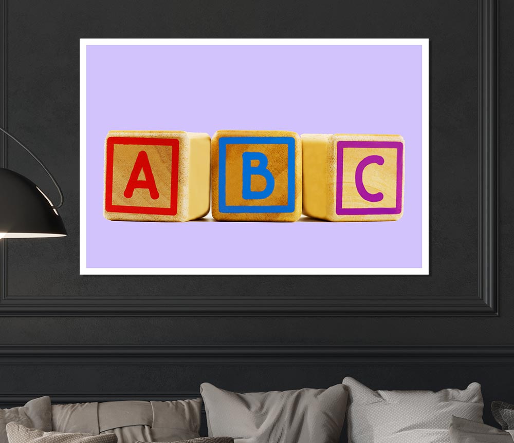 Three Alphabet Blocks Lilac Print Poster Wall Art