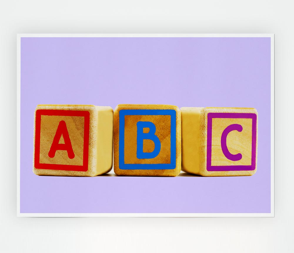 Three Alphabet Blocks Lilac Print Poster Wall Art