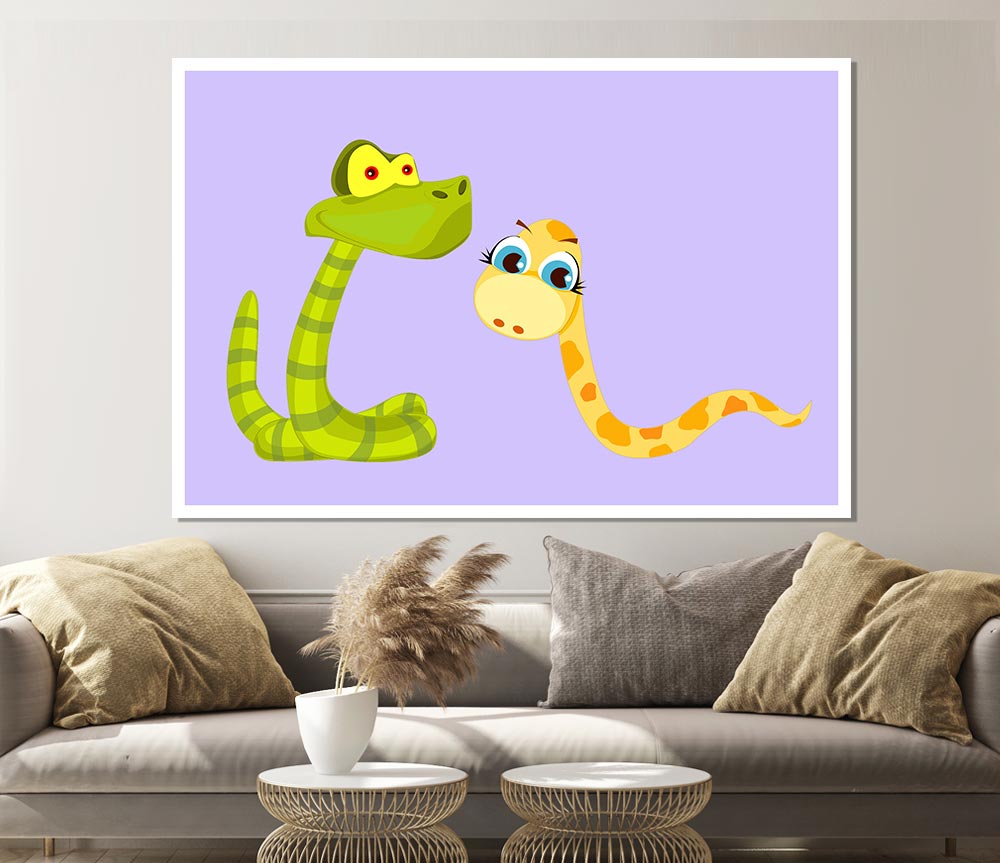 Two Snakes Lilac Print Poster Wall Art