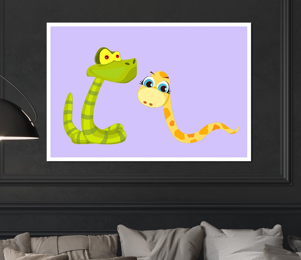 Two Snakes Lilac Print Poster Wall Art