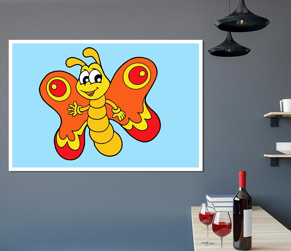 Waving Butterfly Baby Blue Print Poster Wall Art