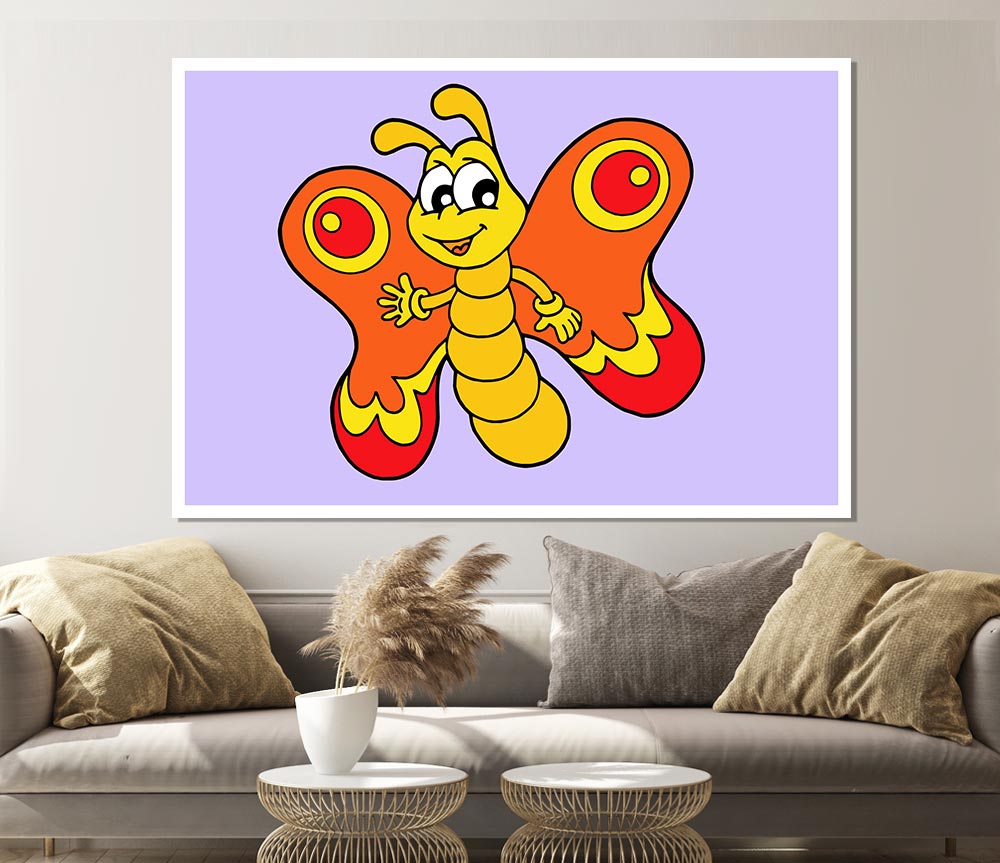 Waving Butterfly Lilac Print Poster Wall Art