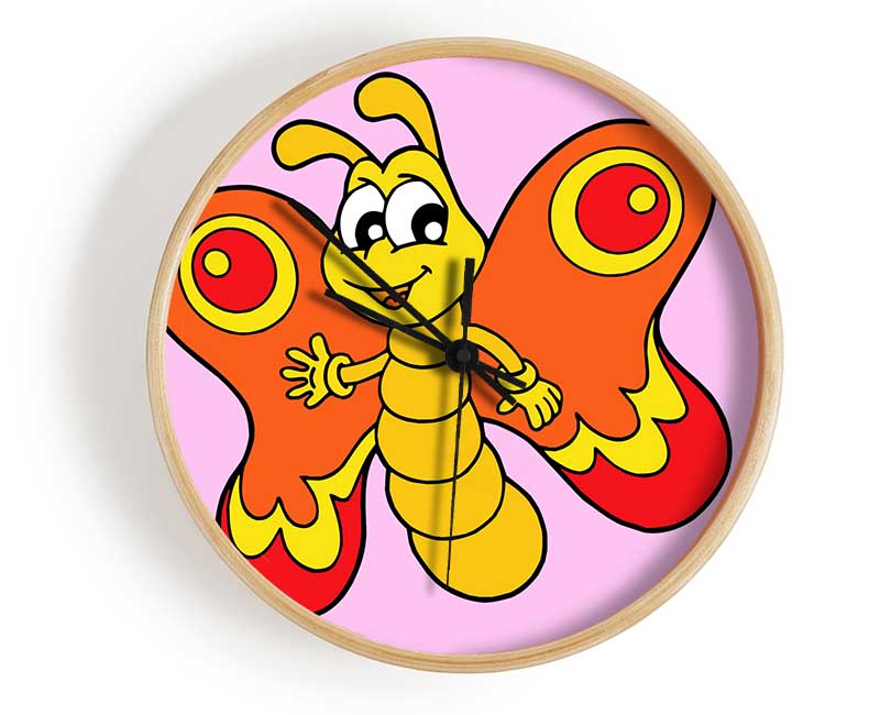 Waving Butterfly Pink Clock - Wallart-Direct UK