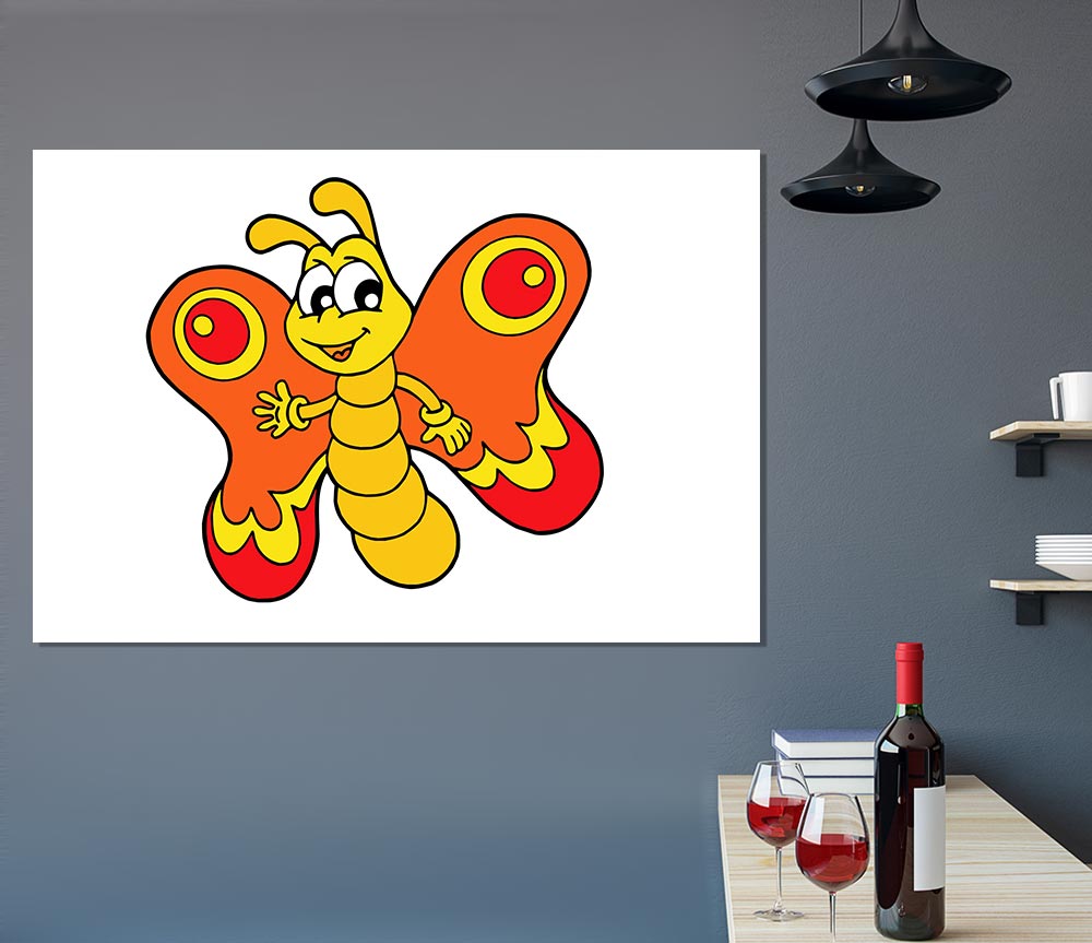Waving Butterfly White Print Poster Wall Art