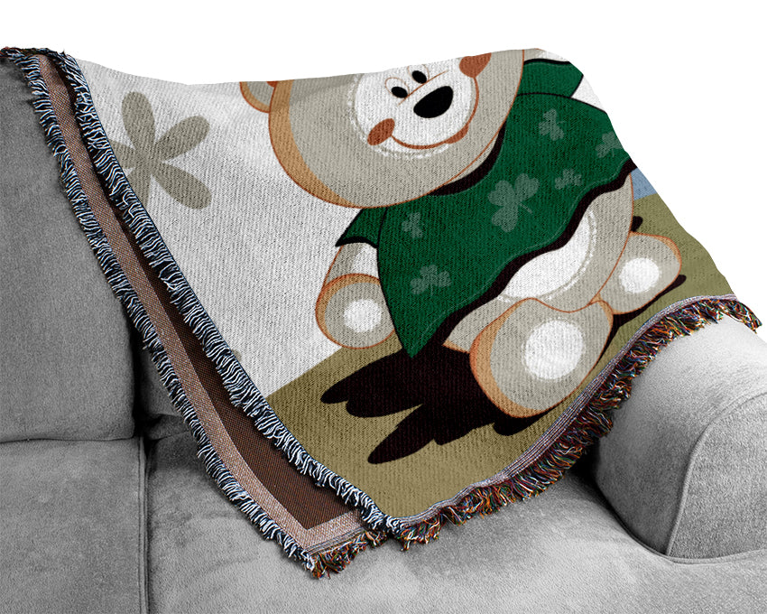 Waving Rainbow Bear Lilac Woven Blanket