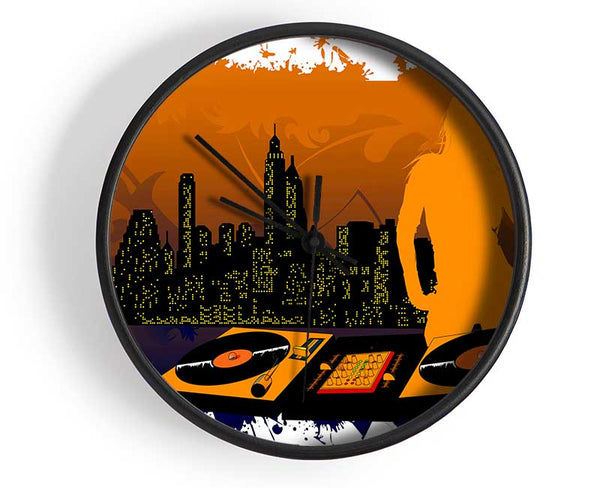 Dj City Babe Orange Clock - Wallart-Direct UK