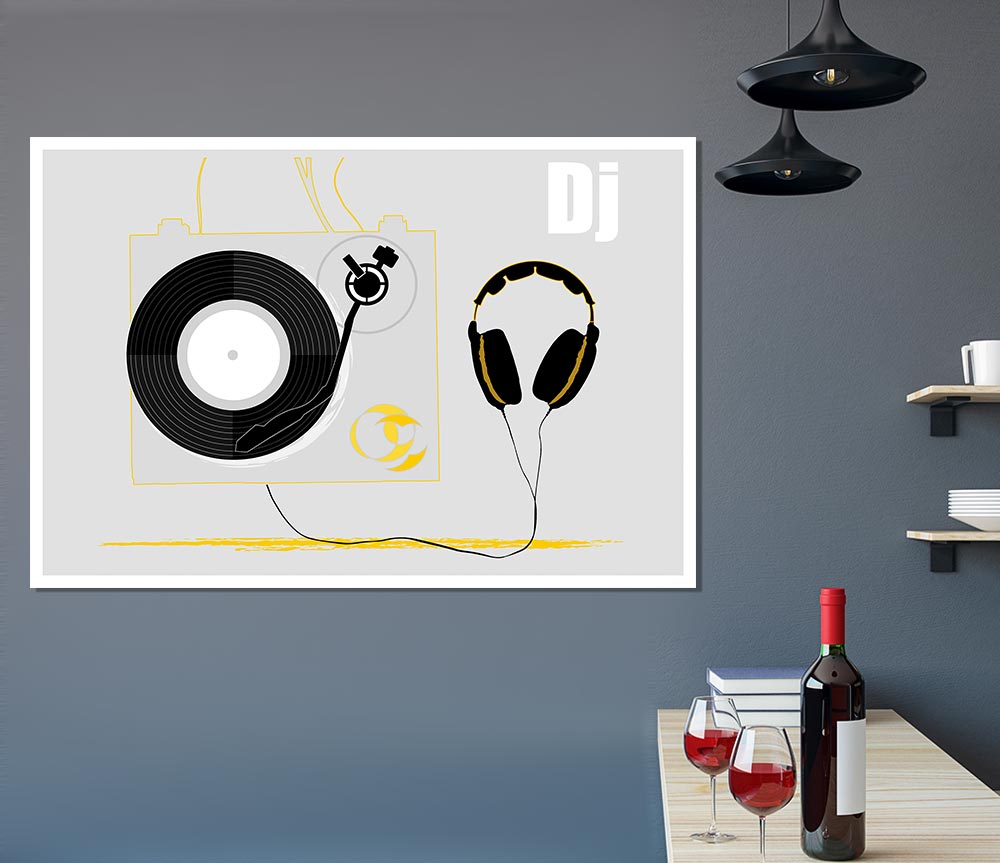 Dj Turn Style And Headphones Print Poster Wall Art