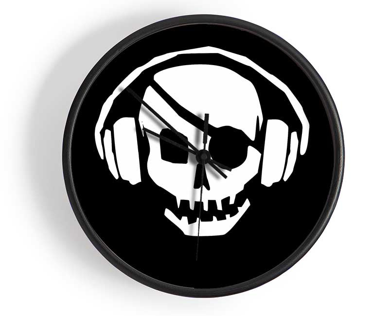 Skeleton Pirate Headphones Clock - Wallart-Direct UK