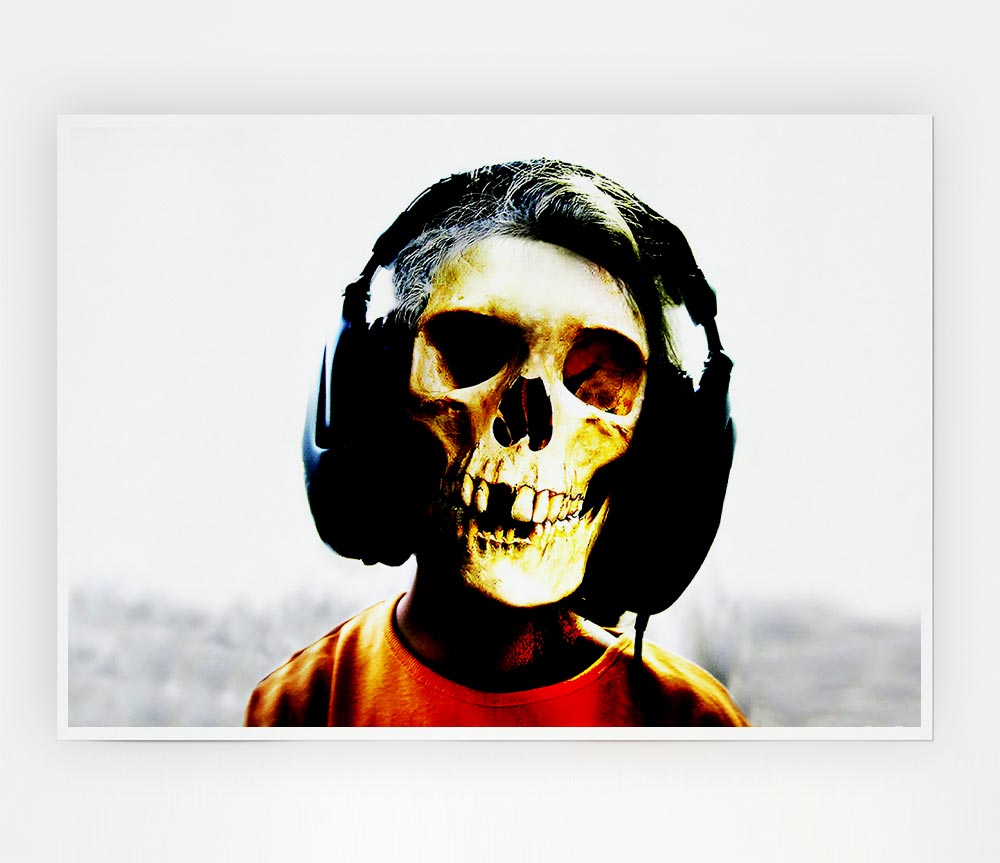 Headphone Skeleton Print Poster Wall Art