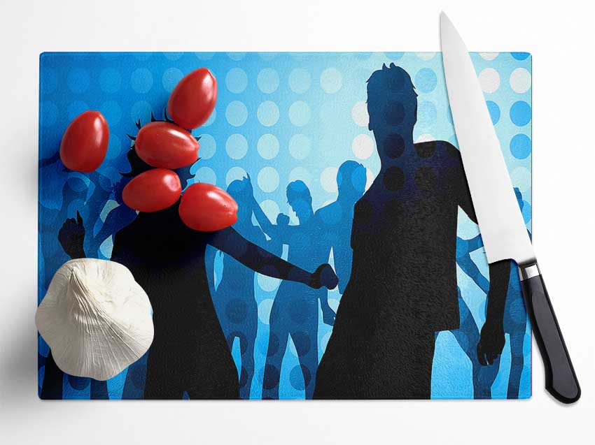 People Partying To The Blues Glass Chopping Board
