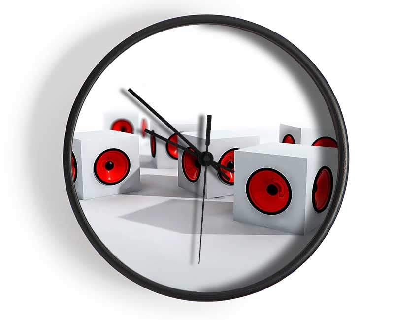 Red Speaker Cubes Clock - Wallart-Direct UK