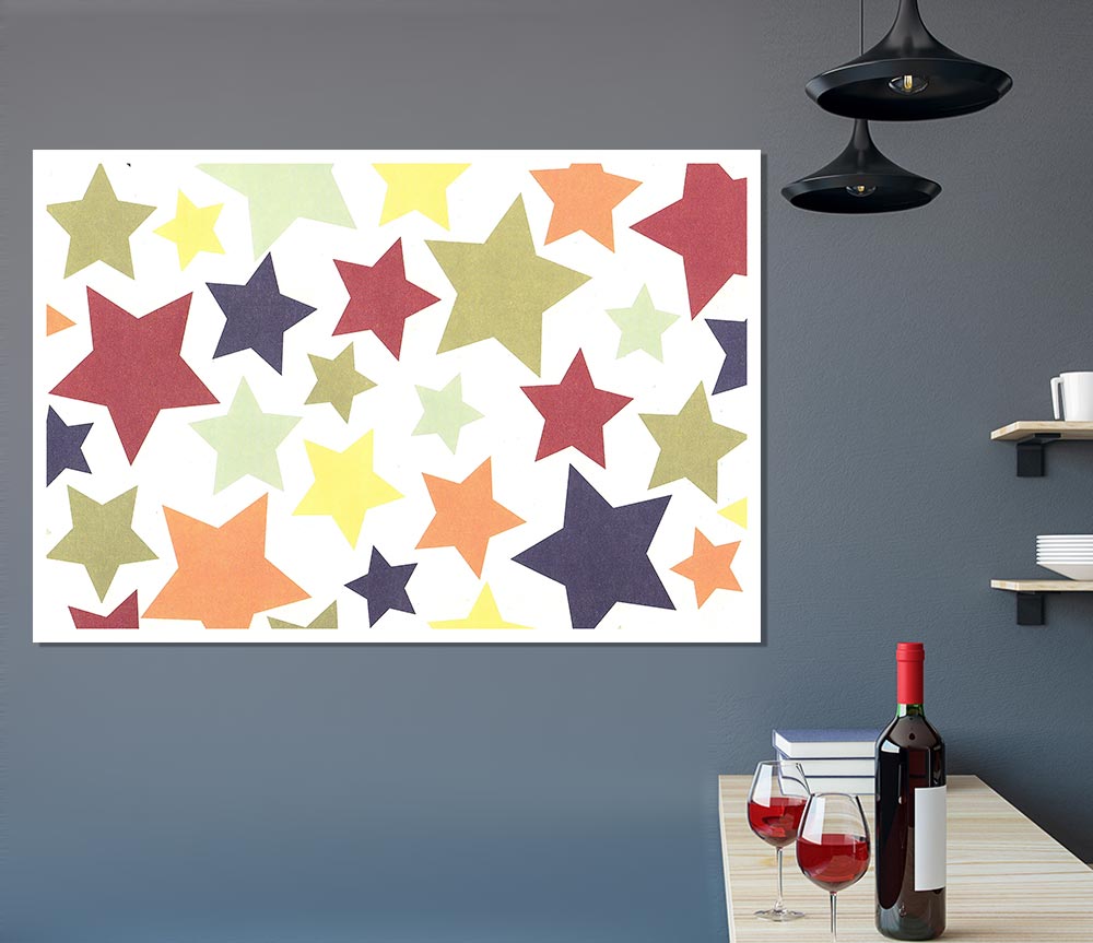 Colourful Stars Print Poster Wall Art