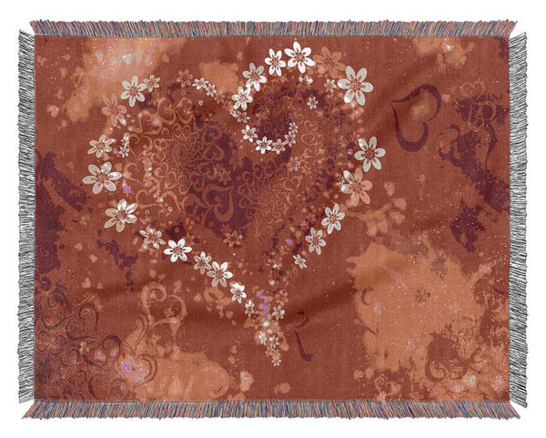 Love Heart Flowers Woven Blanket