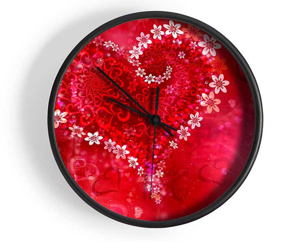 Love Heart Flowers Clock - Wallart-Direct UK