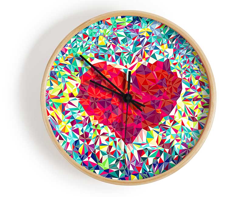 Love Heart Glass Clock - Wallart-Direct UK