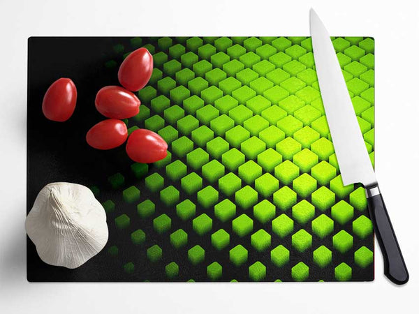 Lime Cubes Glass Chopping Board