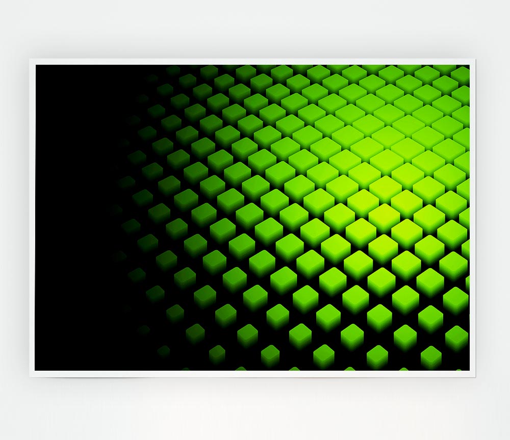 Lime Cubes Print Poster Wall Art