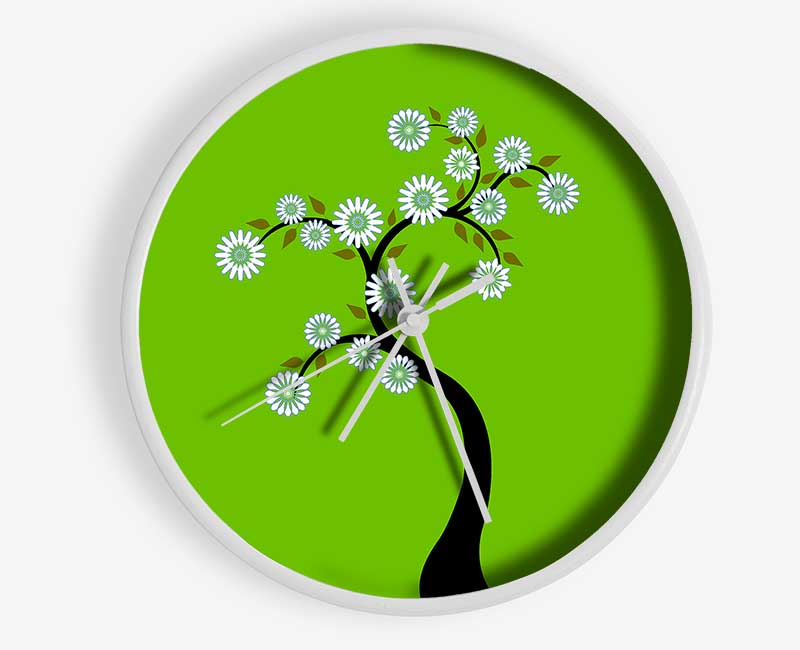 White Flower Tree Clock - Wallart-Direct UK