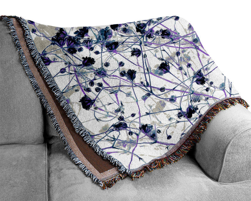 Soft Purple Flowers Woven Blanket