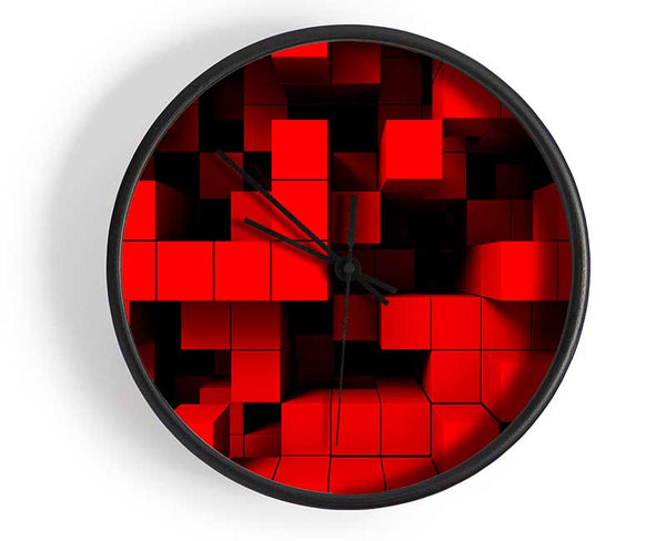 Red Cubism Clock - Wallart-Direct UK